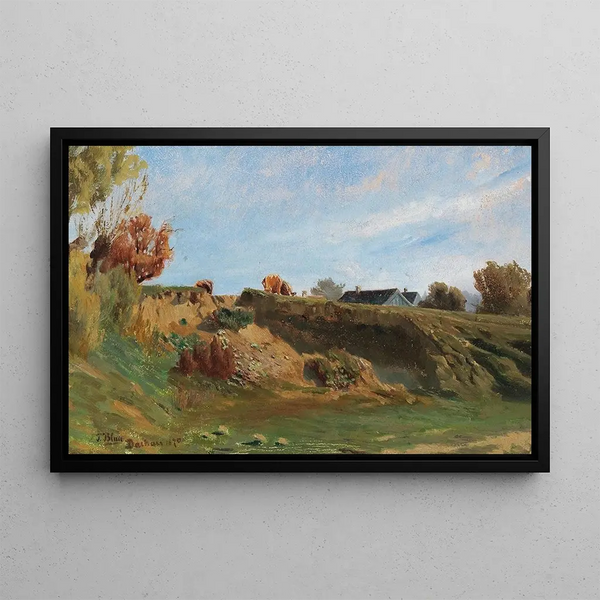 Summer Landscape Painting at Dachau - Tina Blau — framed artwork on a wall
