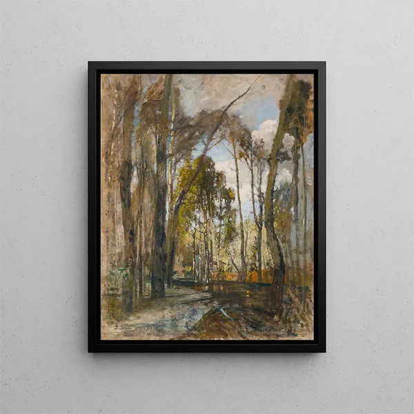 Les jardins du Prater après la pluie - Tina Blau — framed artwork on a wall