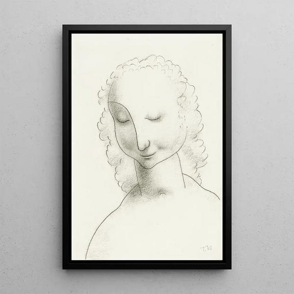 Head of Woman - Tinus van Doorn — framed artwork on a wall