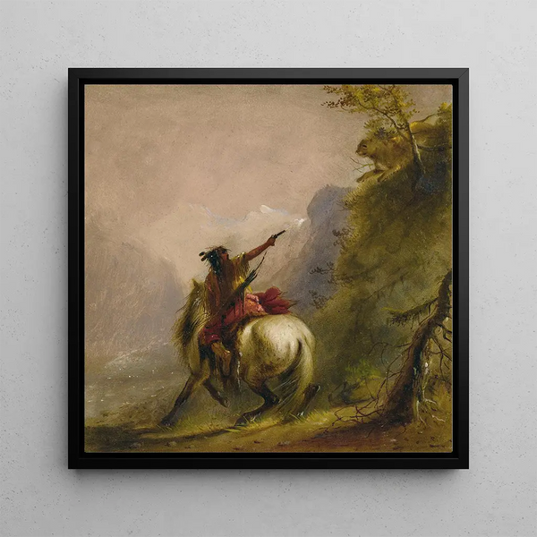 Tirer un cougar - Alfred Jacob Miller — framed artwork on a wall