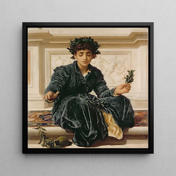 Tissant la couronne - Frederic Leighton — framed artwork on a wall
