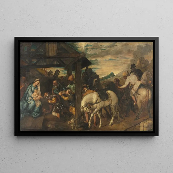 Adoration of the Magi - Titian — framed artwork on a wall