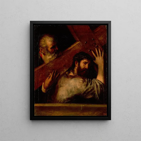 The Carrying of the Cross - Titian — framed artwork on a wall