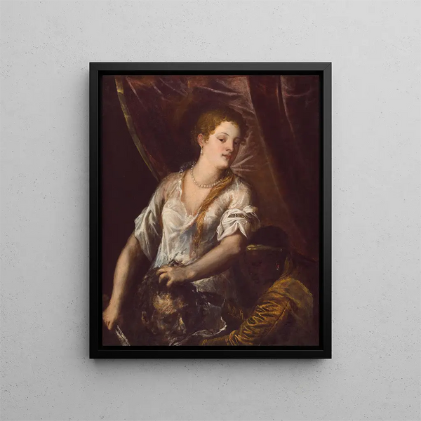 Judith and her maid with the head of Holofernes - Titian — framed artwork on a wall