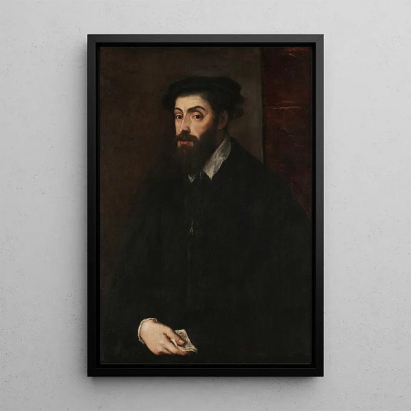 Portrait of Charles V - Titian — framed artwork on a wall