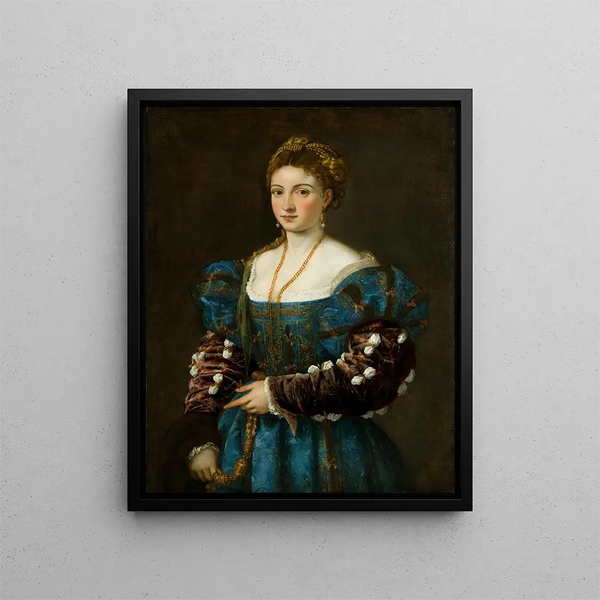 Portrait of a Lady La Bella - Titian — framed artwork on a wall