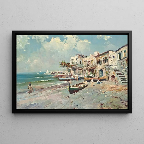a fishing village on the Amalfi Coast - Tito Pellicciotti — framed artwork on a wall