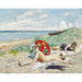 Reproduction of the painting of a girl with a Japanese parasol at Hornbæk Beach - Paul Fischer