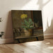 Reproduction of the painting Nature morte avec une primevère dans un pot de fleurs, un chat et deux moineaux - Martinus Rørbye
