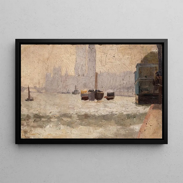 Brouillard sur l'Embankment de la Tamise - Tom Roberts — framed artwork on a wall