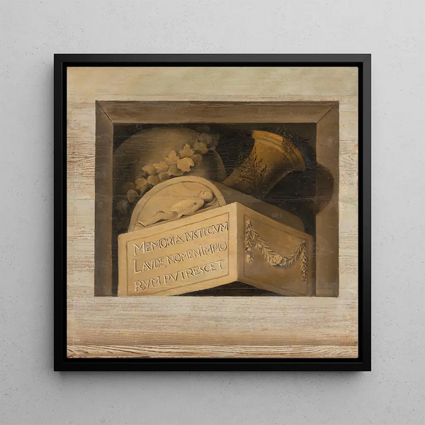 Tomb with inscription - Jacob van Campen — framed artwork on a wall