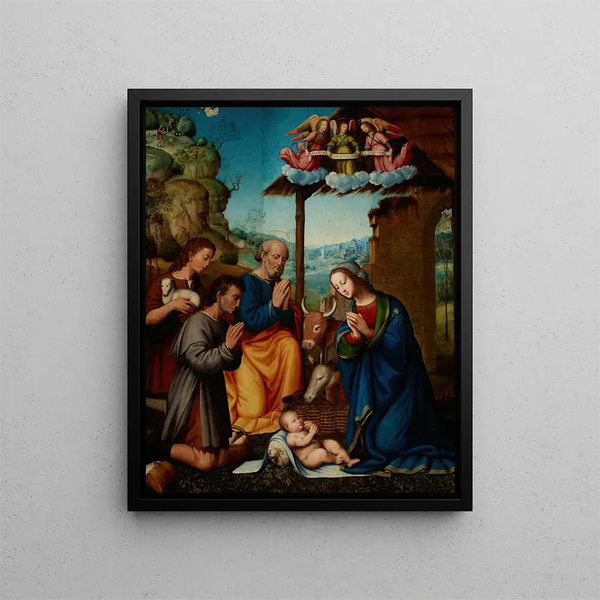 Adoration of the Shepherds - Tommaso Fiorentino — framed artwork on a wall