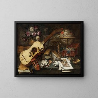 Nature morte avec une guitare - Tomás Hiepes — framed artwork on a wall