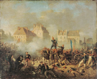 Episode of the 1848 Revolution, officer commanding fire on men - Tony de Bergue — artwork view