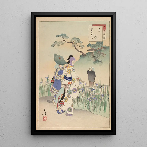 Noble Ladies of the Tokugawa Era: Thirty-six Beauties Sanjuroko Kasensoro Pl01 - Toshikata Mizuno — framed artwork on a wall