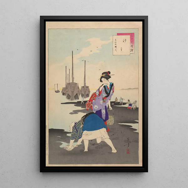 Nobles femmes de la période Tokugawa Trente-six beautés Sanjuroko kasensoro Pl12 - Toshikata Mizuno — framed artwork on a wall