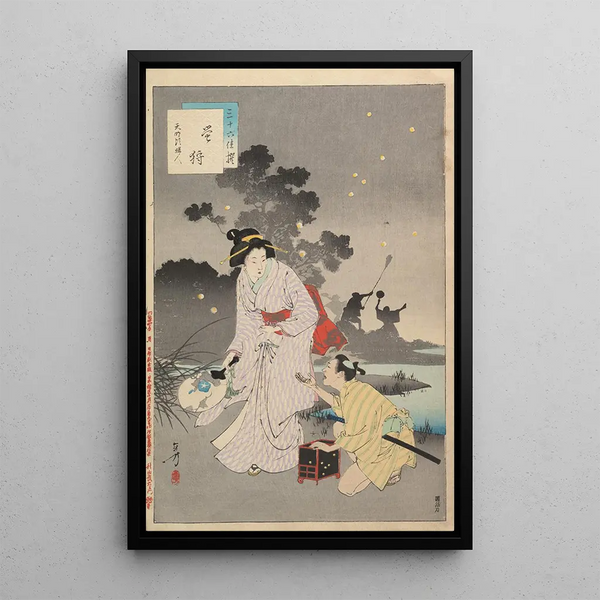 Nobles femmes de la période Tokugawa Trente-six beautés Sanjuroko kasensoro Pl16 - Toshikata Mizuno — framed artwork on a wall