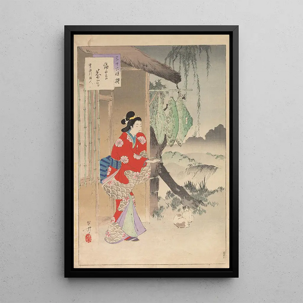Nobles femmes de la période Tokugawa Trente-six beautés Sanjuroko kasensoro Pl21 - Toshikata Mizuno — framed artwork on a wall