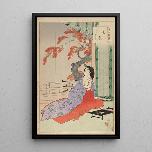 Nobles femmes de la période Tokugawa Trente-six beautés Sanjuroko kasensoro Pl32 - Toshikata Mizuno — framed artwork on a wall