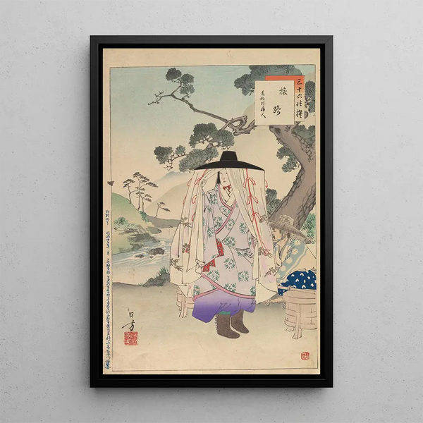 Nobles femmes de la période Tokugawa Trente-six beautés Sanjuroko kasensoro Pl36 - Toshikata Mizuno — framed artwork on a wall