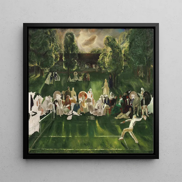 Tennis Tournament Painting - George Wesley Bellows — framed artwork on a wall