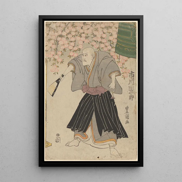 Actor Ichikawa Danjuro VII as Priest Seitaka - Toyokuni Utagawa — framed artwork on a wall