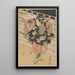 Actor with costume part adorned with birds on black background - Toyokuni Utagawa — framed artwork on a wall