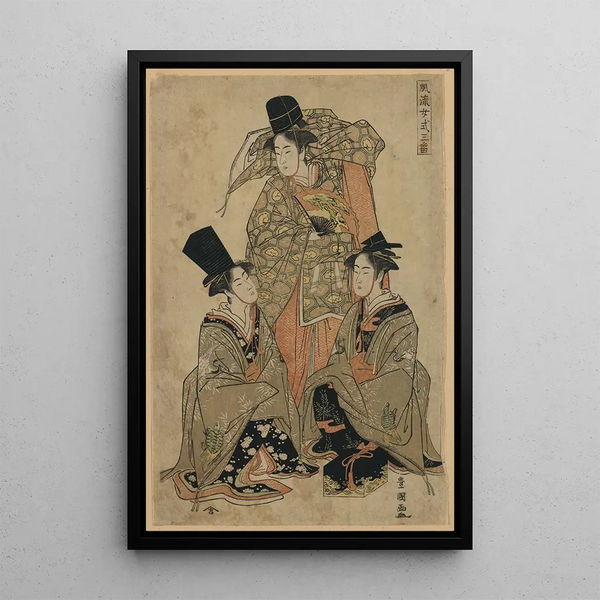 Fry Onna Shikisanba - Toyokuni Utagawa — framed artwork on a wall