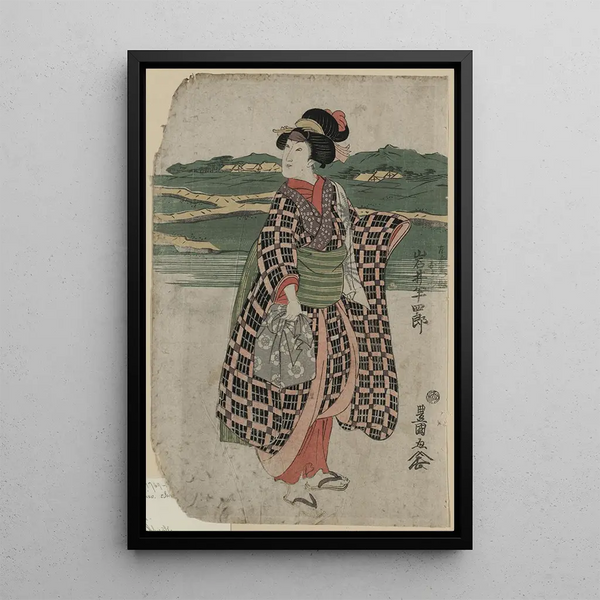 Iwai Hanshirô no Sagoemon Musume Oyone - Toyokuni Utagawa — framed artwork on a wall