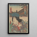 Head of a Man with Elaborate Flower Hairstyle - Toyokuni Utagawa — framed artwork on a wall
