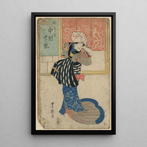 Nakamura Shikan no Kitsune Kuzunoha - Toyokuni Utagawa — framed artwork on a wall