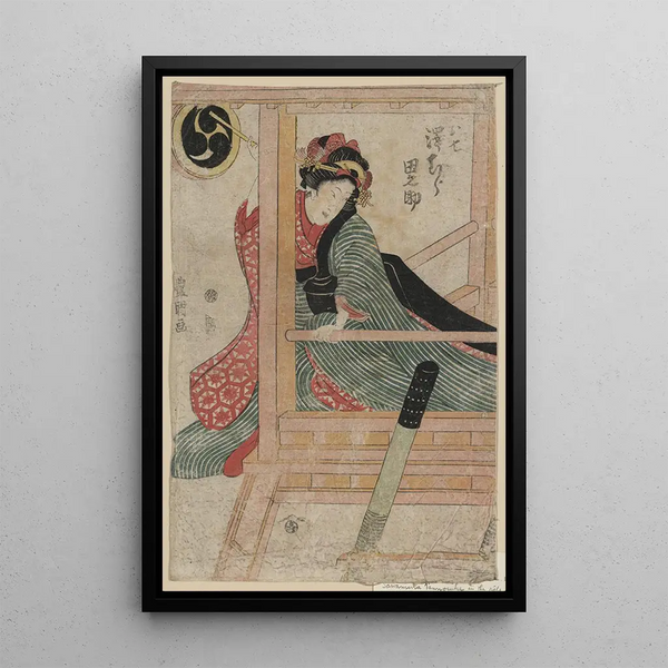 Sawamura Tanosuke no Oshichi - Toyokuni Utagawa — framed artwork on a wall