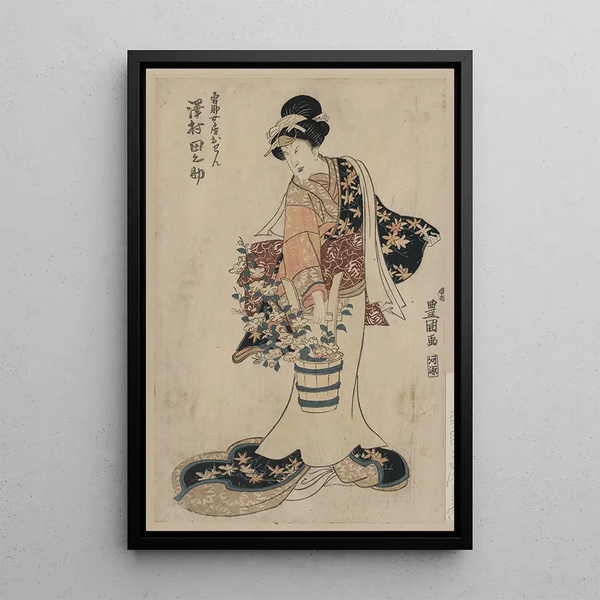 Sawamura Tanosuke no Yôsuke Nyôbô Osen - Toyokuni Utagawa — framed artwork on a wall