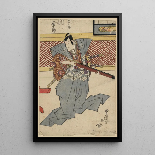 Seki Sanjr no Izumi no Sabur - Toyokuni Utagawa — framed artwork on a wall