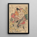Warrior on horseback crossing a river - Toyokuni Utagawa — framed artwork on a wall