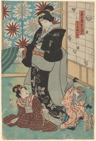 Toyokuni Utagawa - Woman and Child Playing with Monkey.webp