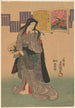 a woman in a gray dress, with loose hair - Toyokuni Utagawa — artwork view