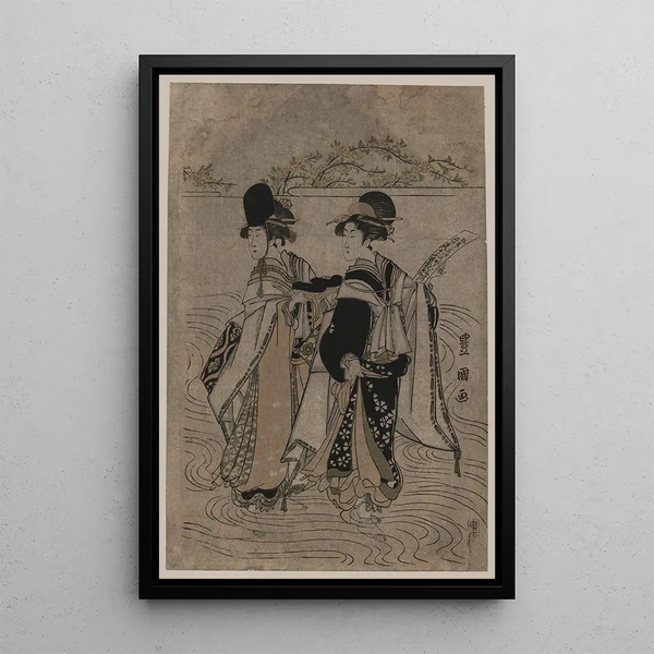 Yatsushi Ide no Tamagawa - Toyokuni Utagawa — framed artwork on a wall