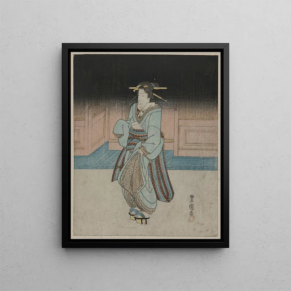 Yoru no fukagawa geisha - Toyokuni Utagawa — framed artwork on a wall