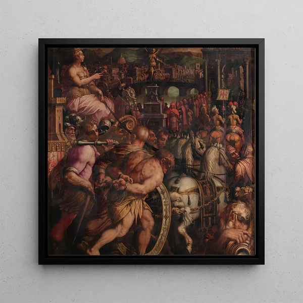 Triumph after the victory over Pisa - Giorgio Vasari — framed artwork on a wall