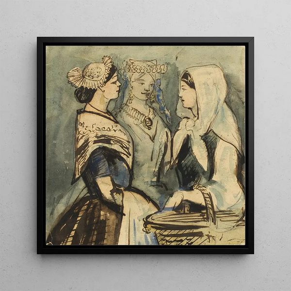 Three Servant Women - Constantin Guys — framed artwork on a wall