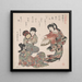 Trois Filles Chantant et Dansant - Kubo Shunman — framed artwork on a wall