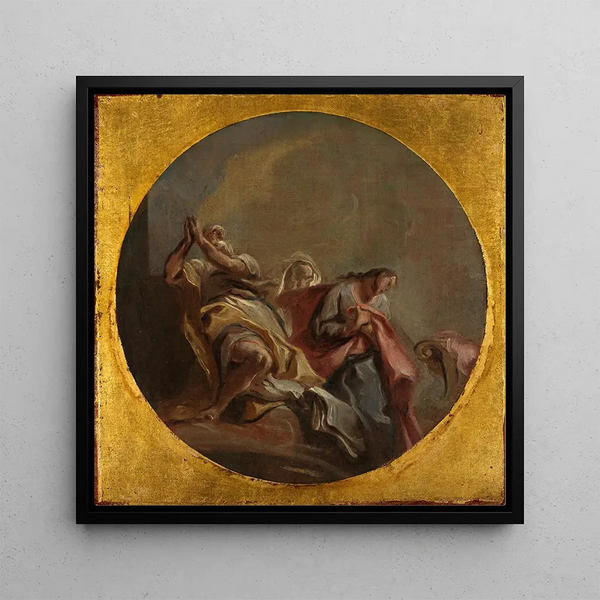 Three apostles on clouds - Carlo Carlone — framed artwork on a wall