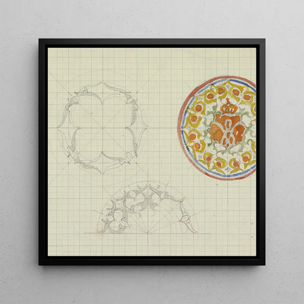 Trois designs pour une assiette - Carel Adolph Lion Cachet — framed artwork on a wall