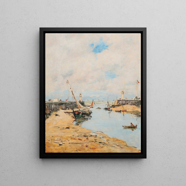 Trouville, the grounded schooner – Eugène Boudin — framed artwork on a wall