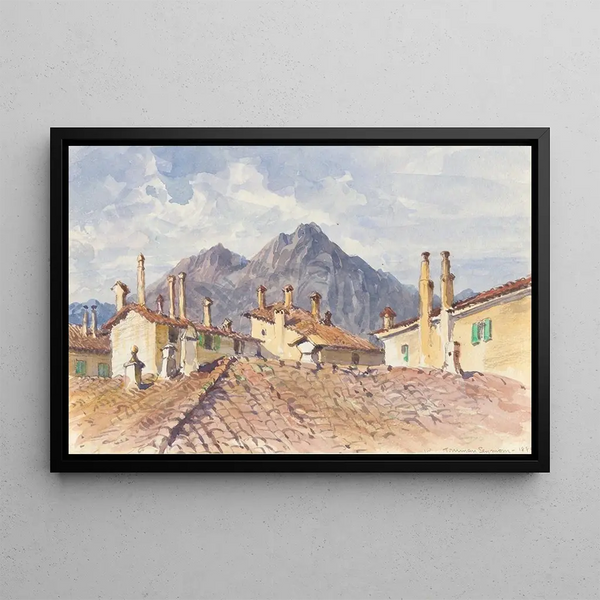 Roofs and Mountains - Truman Seymour — framed artwork on a wall