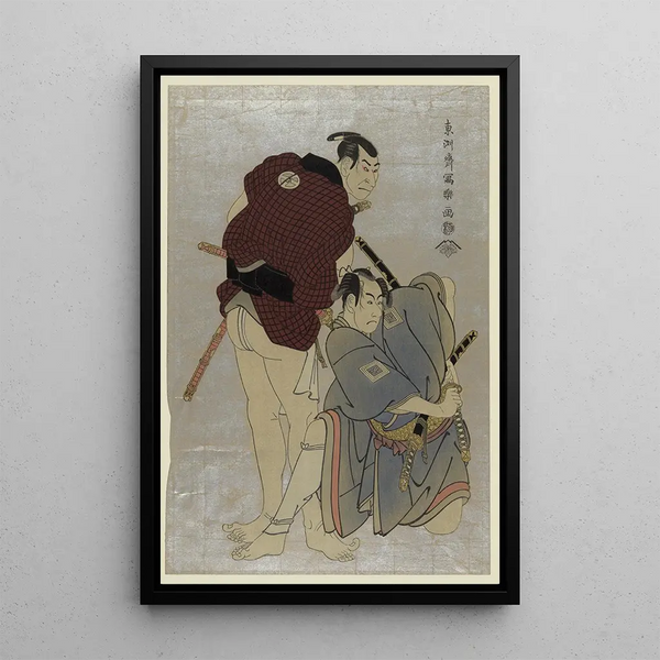 Sandaime Tani Oniji Shodai Ichikawa Omez - Tōshūsai Sharaku — framed artwork on a wall
