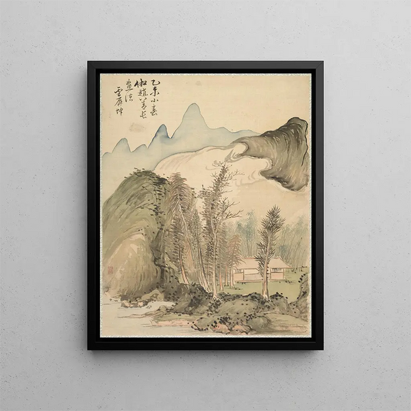 Cabin in the Middle of the Trees - Tsubaki Chinzan — framed artwork on a wall