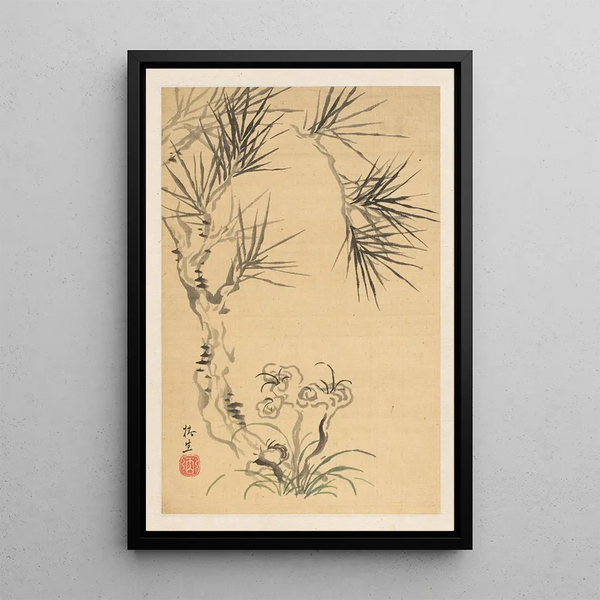 Pin and Mushroom - Tsubaki Chinzan — framed artwork on a wall
