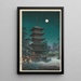 Sketches of famous places in Japan Temple Asakusa Kinryuzan - Tsuchiya Koitsu — framed artwork on a wall